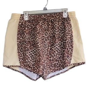 Jennifer Lauren Brown Tan Lepoard Animal Print Plus Size Active Wear Shorts 2X